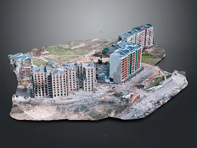 Under Construction Residential High Rise Buildings With Construction Site And Cranes 3d model