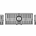 Metal Fence Design With Vertical Bars Circular Center And Side Panels