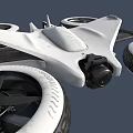 White Modern Flying Vehicle With Multiple Propellers And Wheel Like Structures 3d model