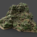 Decorative Natural Stone Structure With Green Moss And Irregular Surface Texture 3d model