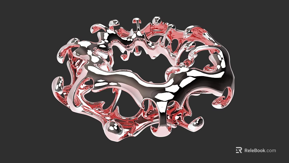 Game Movie Character Abstract Metallic Sculpture With Red Silver Shiny Hollow Design 3d model 