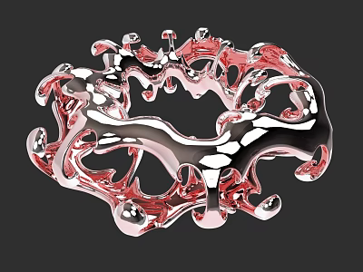 Game Movie Character Abstract Metallic Sculpture With Red Silver Shiny Hollow Design 3d model