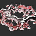 Game Movie Character Abstract Metallic Sculpture With Red Silver Shiny Hollow Design