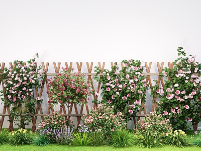 Modern Vine Plant Rose Wall Green Plant Chinese Rose Climbing Vine Green Plant Wall model