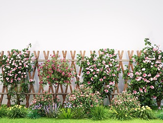 Modern Vine Plant Rose Wall Green Plant Chinese Rose Climbing Vine Green Plant Wall 3d model