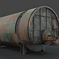 Large Cylindrical Industrial Equipment Featuring Rustic Surface Metal Structure And Support Brackets 3d model