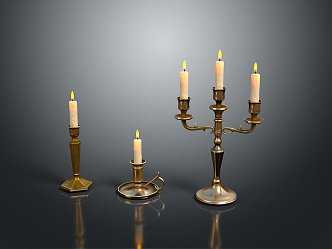 Candlestick Candle Copper Candlestick Classical Candlestick Lighting Supplies Red Candle White Candle Dinner 3d model