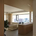 Modern Living Dining Room Interior With Wooden TV Wall Plush Sofa And Coffee Table
