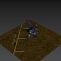 Blue Fantasy Game Character With Large Eye Wings And Head Ornament Standing On Grass