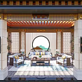 Elegant Traditional Chinese Courtyard Entrance With Wooden Lattice And Plaque Design