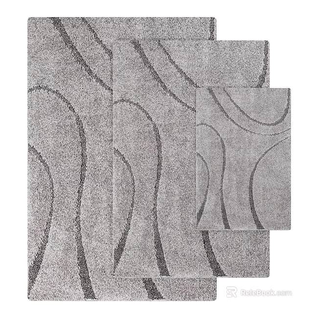 Gray Rugs With Wavy Patterns In Different Sizes For Home Decor 3d model 