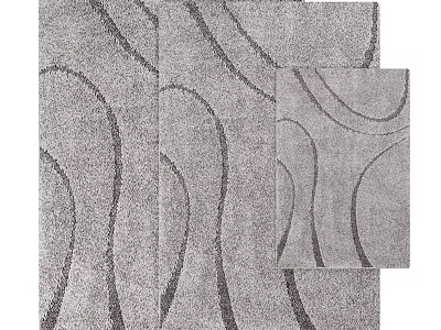 Gray Rugs With Wavy Patterns In Different Sizes For Home Decor 3d model