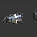 Metallic Spacecraft With Cylindrical Body Antennae Support Frames And Thruster Base 3d model