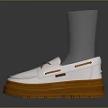 White Casual Shoes With Orange Laces And Thick Platform Sole Modern Design