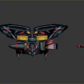 Futuristic Game Movie Character Vibrant Colored Mech Warrior With Red Spear And Mechanical Armor