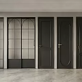 Black Sliding Doors With Various Designs Including Glass Panels And Solid Wood Styles
