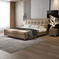 Modern background double bed 3d model