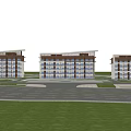 Modern Single Family Villa With Multi Story Design Balconies And Green Lawn