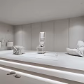 Modern Bathroom With Spa Tub Large Windows Wooden Flooring Marble Walls And Lounge Chair