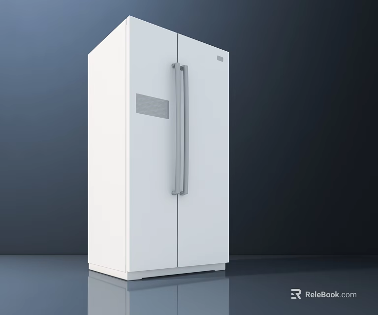 White Double Door Refrigerator With Modern Sleek Design And Stainless Steel Handle 3d model 