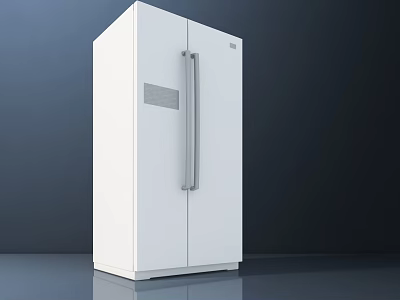 White Double Door Refrigerator With Modern Sleek Design And Stainless Steel Handle 3d model