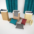 Teal Curtains Woven Storage Baskets And Colorful Pillows For Cozy Home Essentials