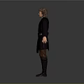Game Movie Male Character with Dark Robe Belt Tall Boots and Gloves in Standing Pose