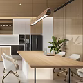 Modern Break Room Interior With Wooden Ceiling Large Windows And Long Wooden Table