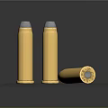 Yellow Bullets With Gray Tips Three Standing And One Lying On Dark Background