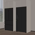 Modern Refrigerator Cabinets With Dark Finish And Water Dispenser For Kitchen
