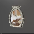 White Bamboo Shaped Frame Wall Mounted Mirror Reflecting Room Interior 3d model