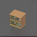 Beige Wooden Storage Cabinet for Household Items with Four Compartments and Organized Bins