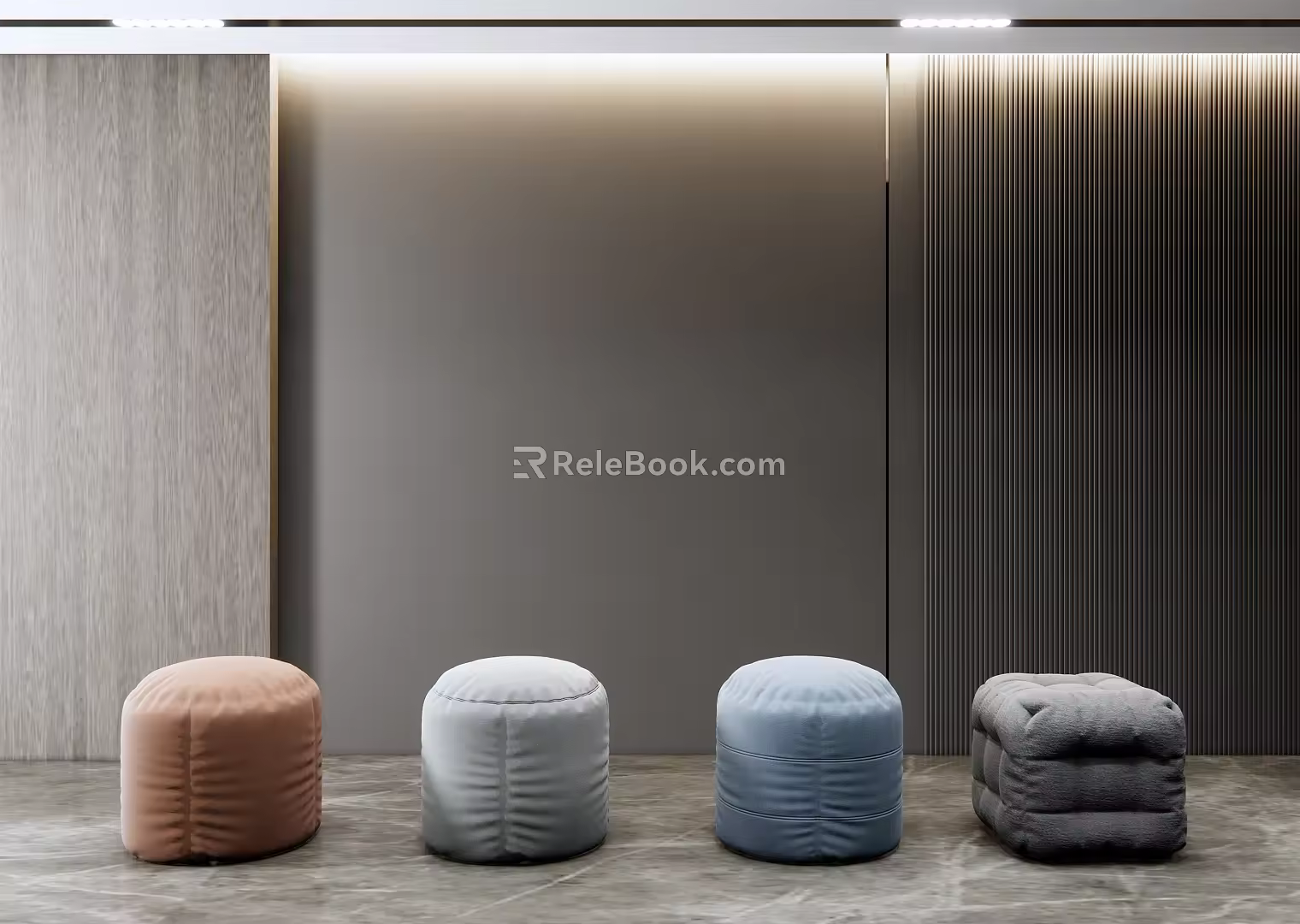 Modern sofa stool round stool square stool combination 3d model