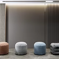 Modern sofa stool round stool square stool combination 3d model