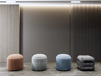 Modern sofa stool round stool square stool combination 3d model
