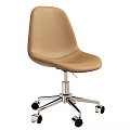 Leather Office Chair With Swivel Function Adjustable Height And Metal Base Rolling Casters