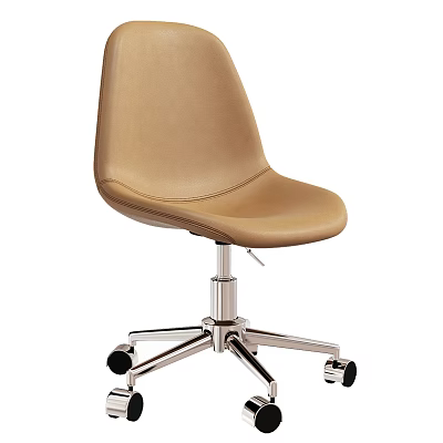 Leather Office Chair With Swivel Function Adjustable Height And Metal Base Rolling Casters 3d model
