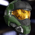 Green And Gray Sci Fi Tactical Helmet With Gold Visor And Protective Design 3d model