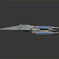 Futuristic Transparent Spaceship Model With Colorful Lights Thruster Details And Reflective Surface