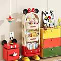 Mickey Themed Kids Room Shelf With Toys Snacks And Books Storage