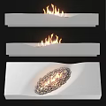 Modern Sleek White Fireplace Design Featuring Flames And Pebbles In Stylish Look