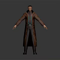 Game Movie Character 3D Model Brown Long Coat Green Plaid Shirt Standing Gray Background