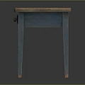 Vintage Wooden Top Side Table With Blue Legs And Single Drawer