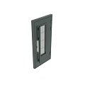 Green And Dark Brown Swing Door With Diamond Patterned Glass Panels And Door Handle