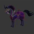 Mythical Purple Horse with Lightning Horn Spiked Mane and Chain Decorated Saddle