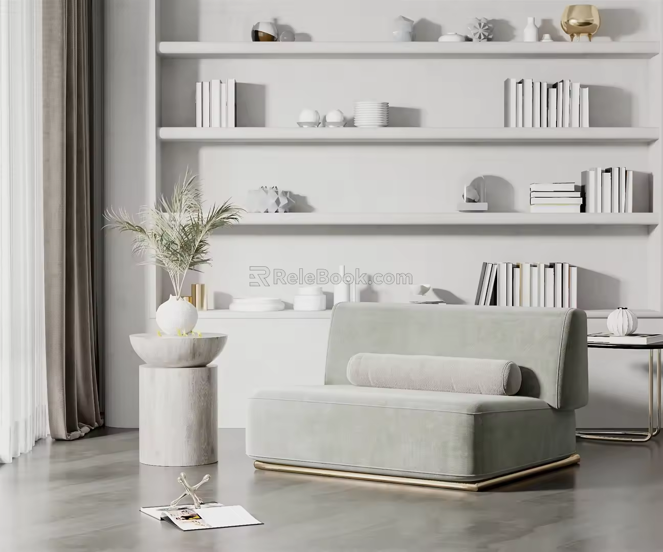 Modern Single Sofa Fabric Single Sofa 3d model