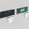 Modern Educational Wall Mounted Blackboard Hanging With Charts Digital Screen And White Stand
