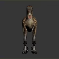 Realistic Velociraptor Dinosaur 3D Model With Detailed Skin Texture Open Mouth Standing On Gray Background
