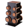 Modern Sports Equipment with Black Silver Dumbbell Rack and Wooden Handle Dumbbells