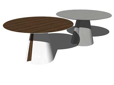 Modern Desks with Brown Wooden and Grey Tabletops and Stylish Metal Legs 3d model